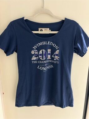 Wimbledon 2014 London Tennis Championships Blue Graphic Tee Size 10